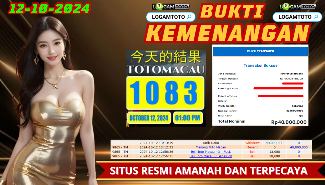 SELAMAT KEPADA MEMBER SETIA LOGAMTOTO BERHASIL JACKPOT DI PERMAINAN TOGEL TOTO MACAU SEASON 1