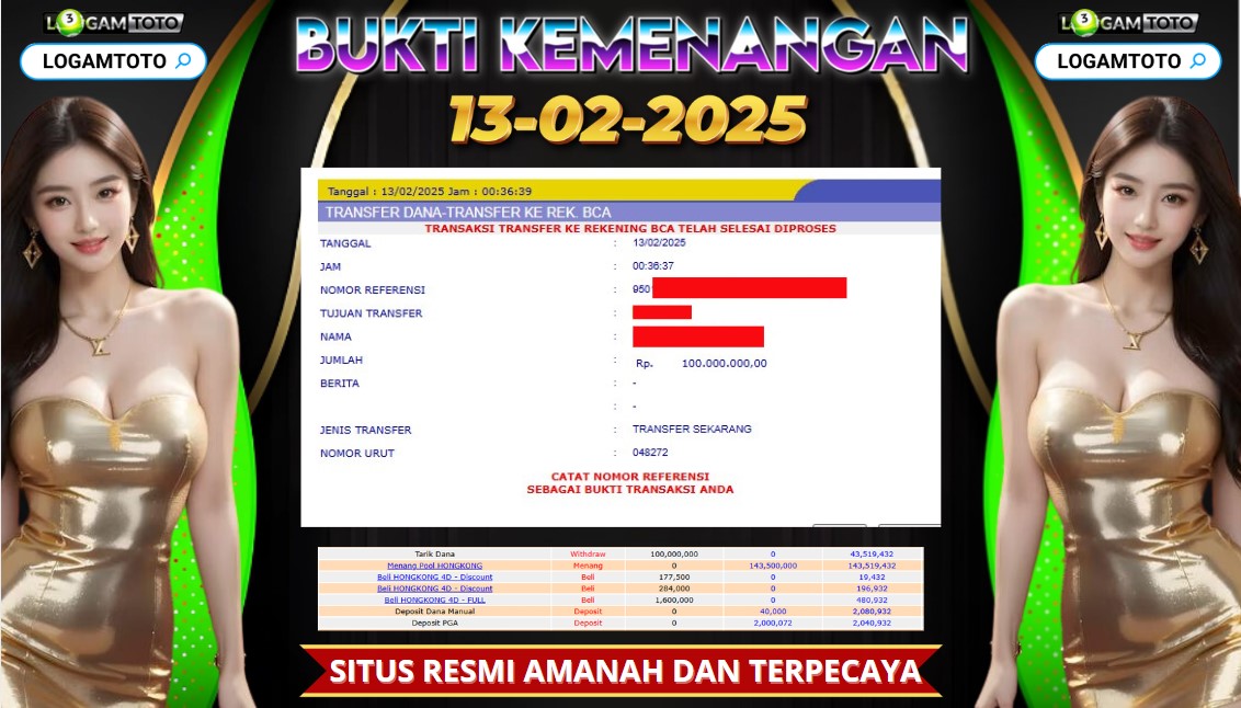 SELAMAT KEPADA MEMBER SETIA LOGAMTOTO BERHASIL JACKPOT DI PERMAINAN TOGEL HONGKONG LOTTO