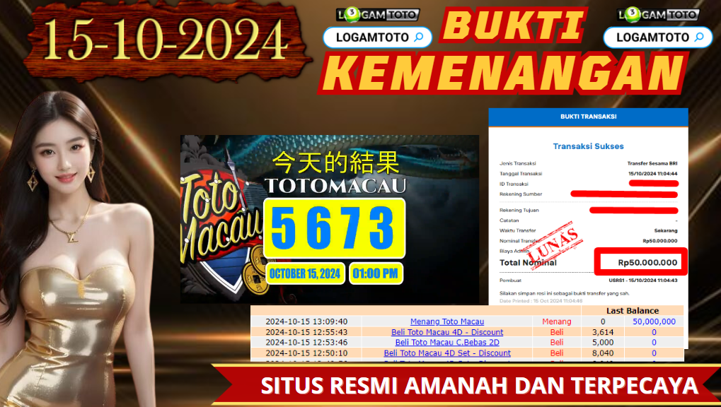 SELAMAT KEPADA MEMBER SETIA LOGAMTOTO BERHASIL JACKPOT DI PERMAINAN TOGEL TOTO MACAU SEASON 1